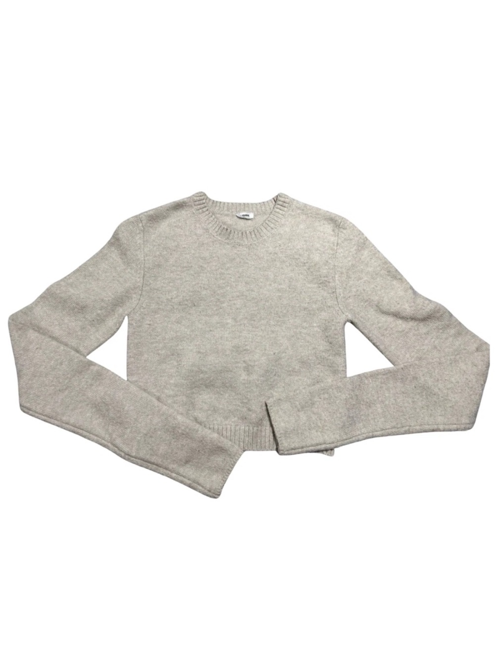 Garage Oatmeal Beige Cropped Crewneck Knit Sweater